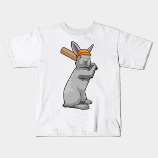 Rabbit at Cricket with Cricket bat Kids T-Shirt